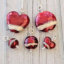 Load image into Gallery viewer, Shoreline Pendant, Medium or Mini, in Red-Necklace-Beach Art Glass