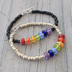 Silver Rainbow Bracelet-Rainbows-Beach Art Glass
