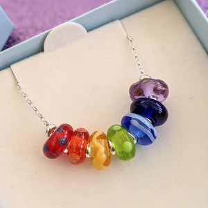 Silver Rainbow Necklace-Rainbows-Beach Art Glass