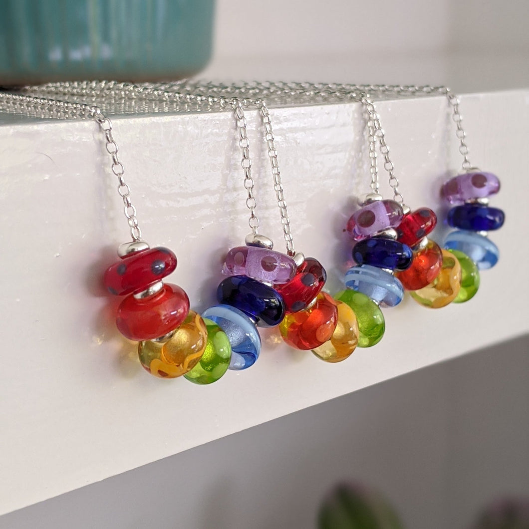 Silver Rainbow Necklace-Rainbows-Beach Art Glass
