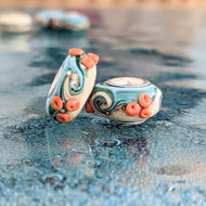Sand & Sea Silver Cored Bead with Waves