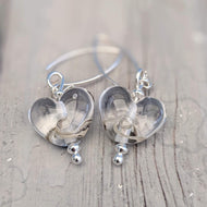 Sparkling Sea Heart Earrings-Earrings-Beach Art Glass