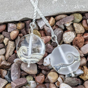 Sparkling Sea Lentil Pendant-Necklace-Beach Art Glass