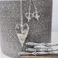 Sparkling Sea Long Heart Pendant-Necklace-Beach Art Glass