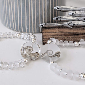 Sparkling Sea Silver Fish Bracelet-Bracelet-Beach Art Glass