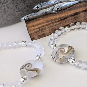 Sparkling Sea Silver Fish Bracelet-Bracelet-Beach Art Glass