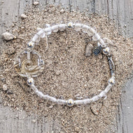 Sparkling Sea Silver Fish Bracelet-Bracelet-Beach Art Glass