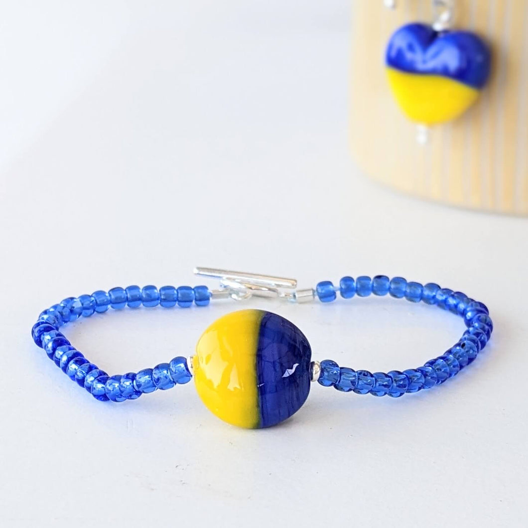 Blue and Yellow Beaded Bracelet