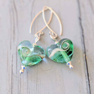Turning Tides Heart Earrings-Earrings-Beach Art Glass