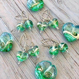 Turning Tides Heart Earrings-Earrings-Beach Art Glass