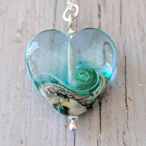 Turning Tides Heart Pendant-Necklace-Beach Art Glass