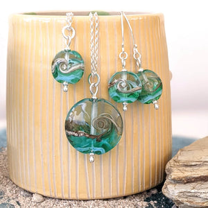 Turning Tides Mini Lentil Pendant-Necklace-Beach Art Glass