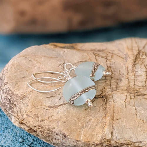Sea Spray Lentil Earrings, simply frosted